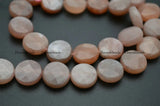 Peach Moonstone Sunstone Coin Beads 10mm 12mm 14mm