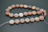 Peach Moonstone Sunstone Coin Beads 10mm 12mm 14mm