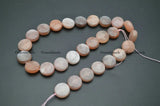 Peach Moonstone Sunstone Coin Beads 10mm 12mm 14mm