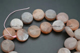 Peach Moonstone Sunstone Coin Beads 10mm 12mm 14mm
