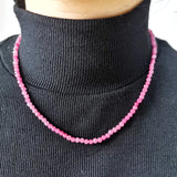 Faceted Pink Tourmaline Necklace 14K Filled Collier Femme Women BOHO