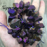 Purple Titanium Quartz Druzy Nugget Beads for DIY Jewelry