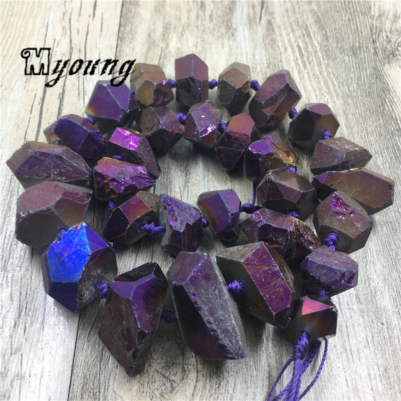 Purple Titanium Quartz Druzy Nugget Beads for DIY Jewelry