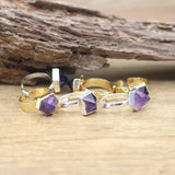 Raw Amethysts Circle Finger Ring Healing Crystal Quartz Druzy, QC4097