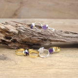 Raw Amethysts Circle Finger Ring Healing Crystal Quartz Druzy, QC4097
