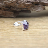 Raw Amethysts Circle Finger Ring Healing Crystal Quartz Druzy, QC4097