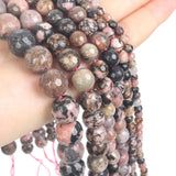 Faceted Red Veins Natural Stone Beads Round Loose Beads for DIY Jewelry Making