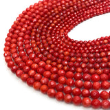 Faceted Red Coral Round Beads 3-8mm Natural Bulk Jewelry Necklace Bracelet DIY