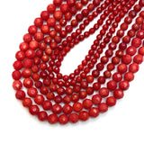 Faceted Red Coral Round Beads 3-8mm Natural Bulk Jewelry Necklace Bracelet DIY