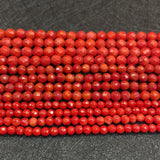 Faceted Red Coral Round Beads 3-8mm Natural Bulk Jewelry Necklace Bracelet DIY