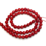 Faceted Red Coral Round Beads 3-8mm Natural Bulk Jewelry Necklace Bracelet DIY