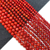 Faceted Red Coral Round Beads 3-8mm Natural Bulk Jewelry Necklace Bracelet DIY