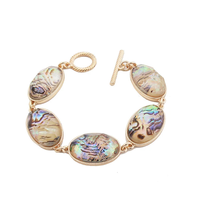 Resin Abalone Shell Oval Stone Bracelet for Women