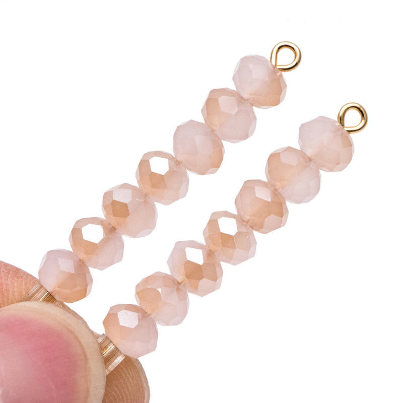 4x6mm Peach Faceted Rondelle Glass Beads - 95pcs