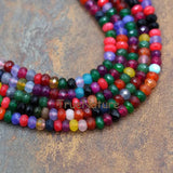 Faceted Rondelle Loose Beads Strands Malaysian Jades Rainbow Beads