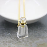 Faceted Quartz Crystal Perfume Bottle Pendant Necklace