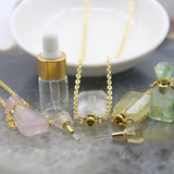 Faceted Quartz Crystal Perfume Bottle Pendant Necklace