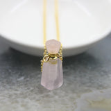 Faceted Quartz Crystal Perfume Bottle Pendant Necklace