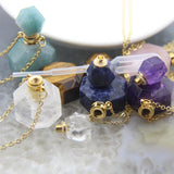 Faceted Rose Quartzs/Amethysts Perfume Bottle Pendant Necklace