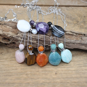 Rose Quartz Essential Oil Pendant Necklace