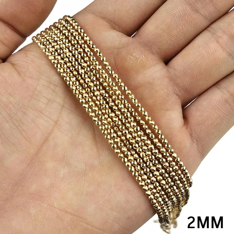 Faceted Hematite Natural Stone Loose Beads 14K - 2/3/4/6/8/10mm