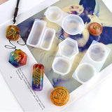 Faceted Round Square Orgonite Resin Pendant Mold Crystals Stones