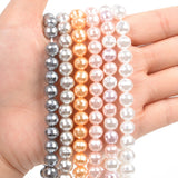 Faceted Shell Pearls Beads Natural Shell Round Loose Spacer Beads 15''