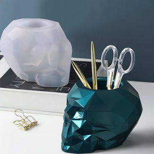 Skull Pen Holder Succulent Flower Pot Silicone Mold