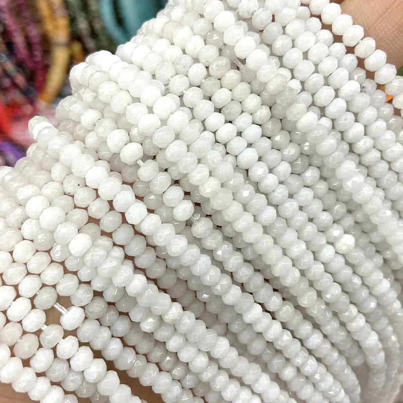 Faceted Natural Stone Chalcedony Jades Spacer Beads for Jewelry Making