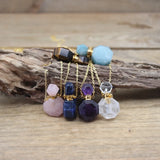 Gemstone Perfume Bottle Pendant Necklace Crystal Essential Oil Charm Jewelry