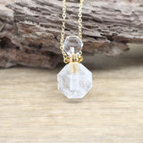 Gemstone Perfume Bottle Pendant Necklace Crystal Essential Oil Charm Jewelry