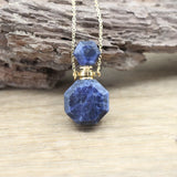 Gemstone Perfume Bottle Pendant Necklace Crystal Essential Oil Charm Jewelry