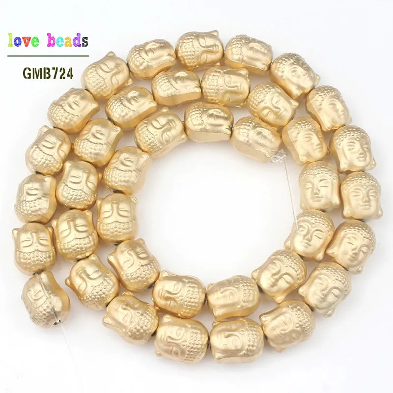 Faceted Teardrop Buddha Maitreya Head Prismatic Matte Beads