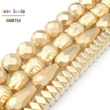 Faceted Teardrop Buddha Maitreya Head Prismatic Matte Beads