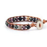 Faceted Tourmaline Leather Wrap Bracelet Jewelry