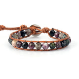 Faceted Tourmaline Leather Wrap Bracelet Jewelry