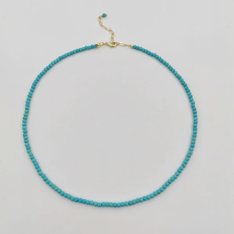 Faceted Turquoise Necklace Gemstones 14K Filled Collier Femme Women