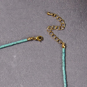 Faceted Turquoise Necklace Nature Pearl Beaded 14K Filled Collier Femme Women