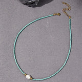 Faceted Turquoise Necklace Nature Pearl Beaded 14K Filled Collier Femme Women