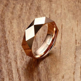 Faceted Wedding Band For Men, Tungsten Carbide Ring