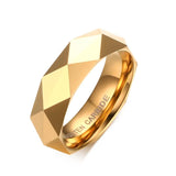 Faceted Wedding Band For Men, Tungsten Carbide Ring