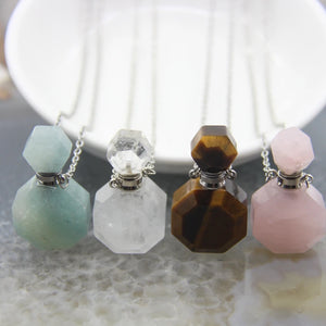 Faceted Tiger Eye Perfume Bottle Pendant Necklace