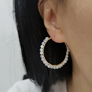 Faceted Opal Earrings 14K Filled Circle Boho Women Earrings
