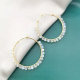 Faceted Opal Earrings 14K Filled Circle Boho Women Earrings