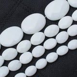 Faceted Porcelain Agate Oval Loose Beads 15" Strand