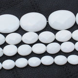 Faceted Porcelain Agate Oval Loose Beads 15" Strand