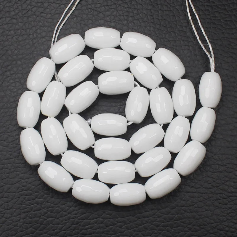 Faceted Porcelain Agates Drum Shape Beads for DIY Jewelry Making