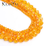 Faceted Yellow Citrines Quartz Beads 15inches 6/8/10/12mm DIY Bracelet