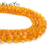 Faceted Yellow Citrines Quartz Beads 15inches 6/8/10/12mm DIY Bracelet