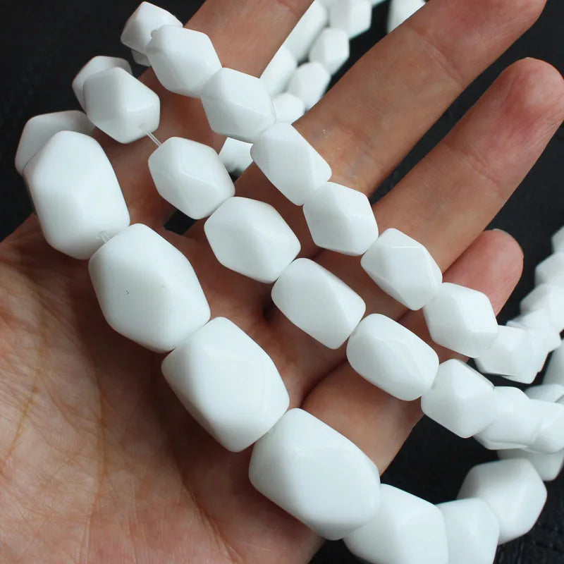 Faceted Porcelain Rectangle Column Beads 15in Strand